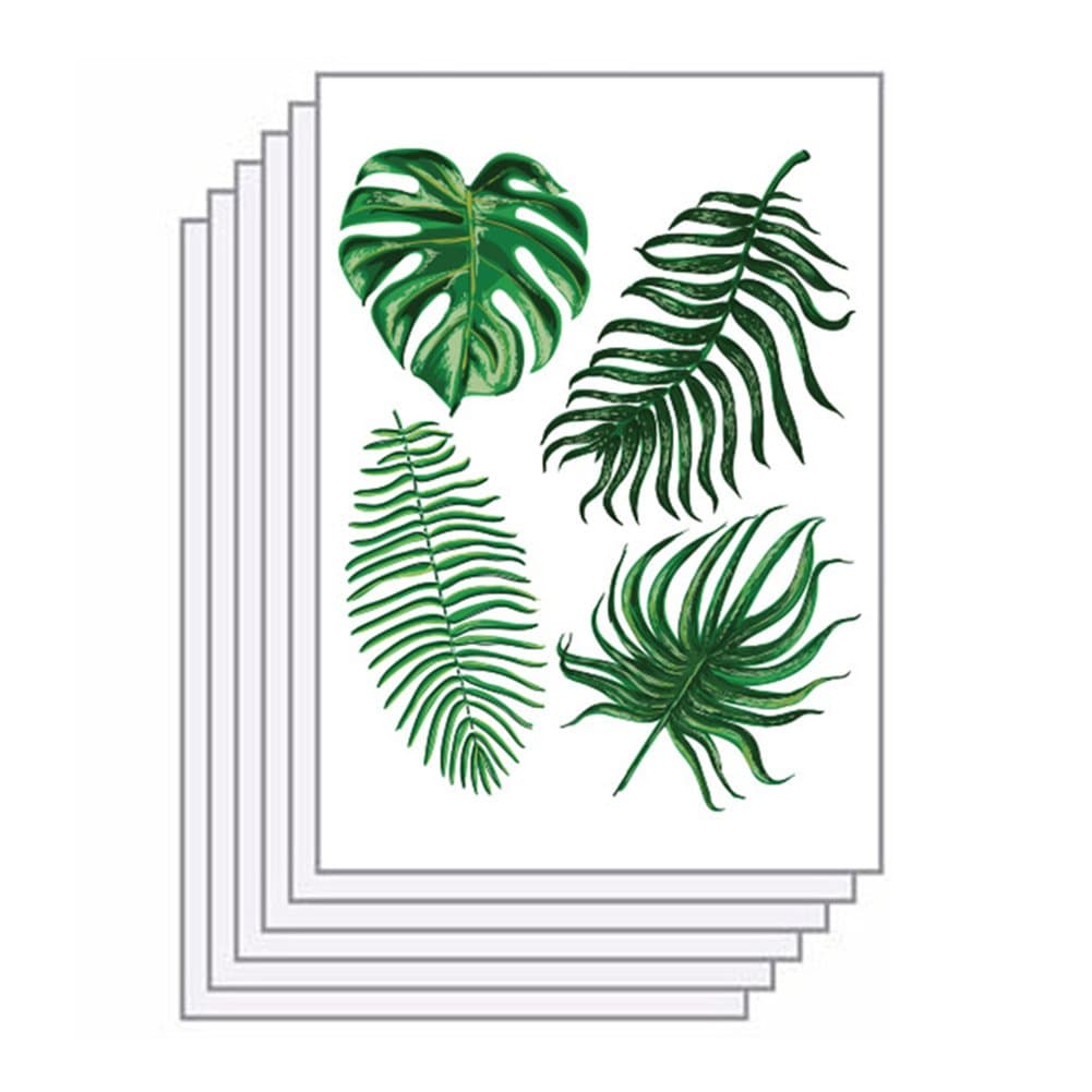 Steellwingsf 6 Sheets Removable Green Palm Leaves Tropical Wall Decal Sticker for Room Home Wall Paper Decal DIY Decoration