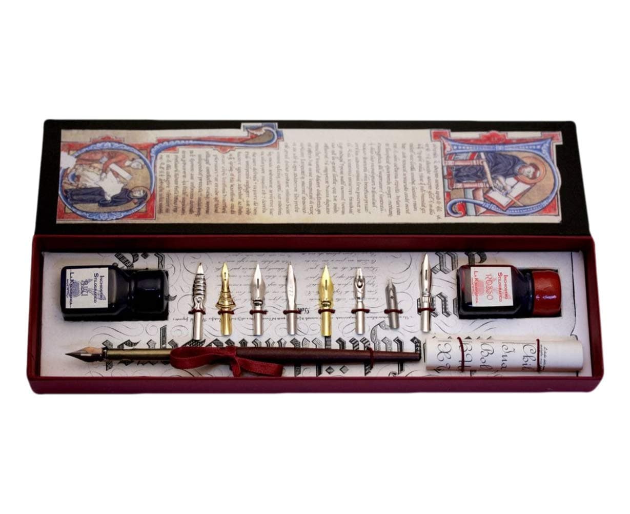 Coles Calligraphy Unisex Wood Pen with 8 Nibs and 2 Ink Bottles