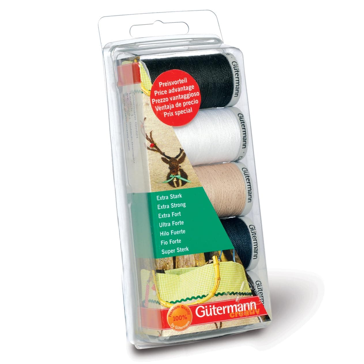 Gutermann 5 x 100 m X-Strong 100 Percent Polyester Thread Set