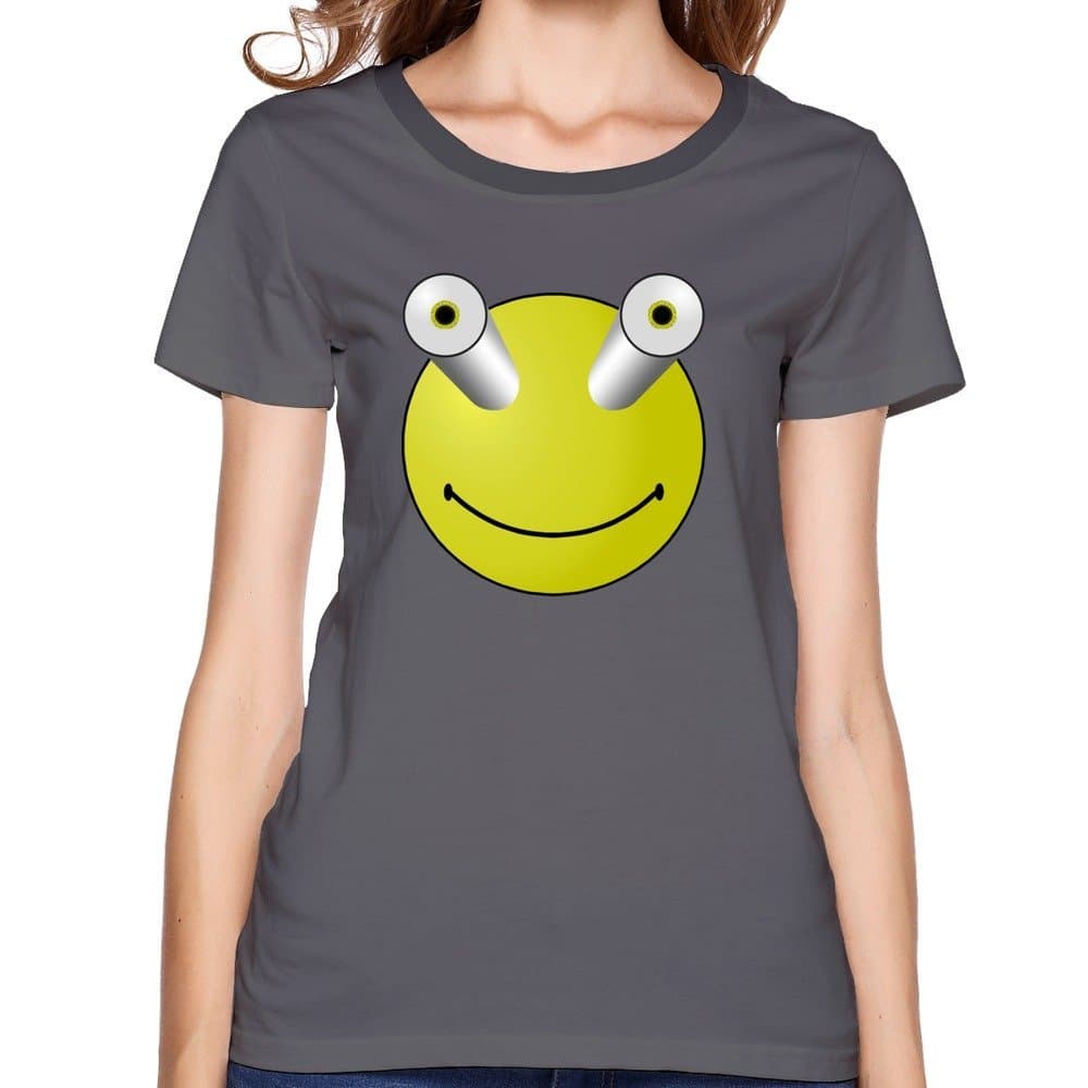 Girlmer Factory Direct Sale Women's DeepHeather Frog Eyes Bulging Medium Round Neck T-Shirt