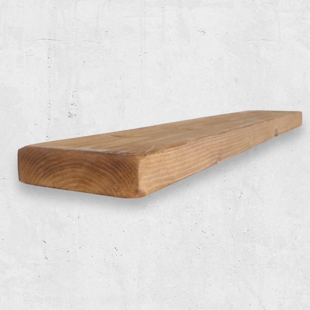 Flat Chunky Rustic Floating Shelf 6x2, Tudor Oak, 200cm