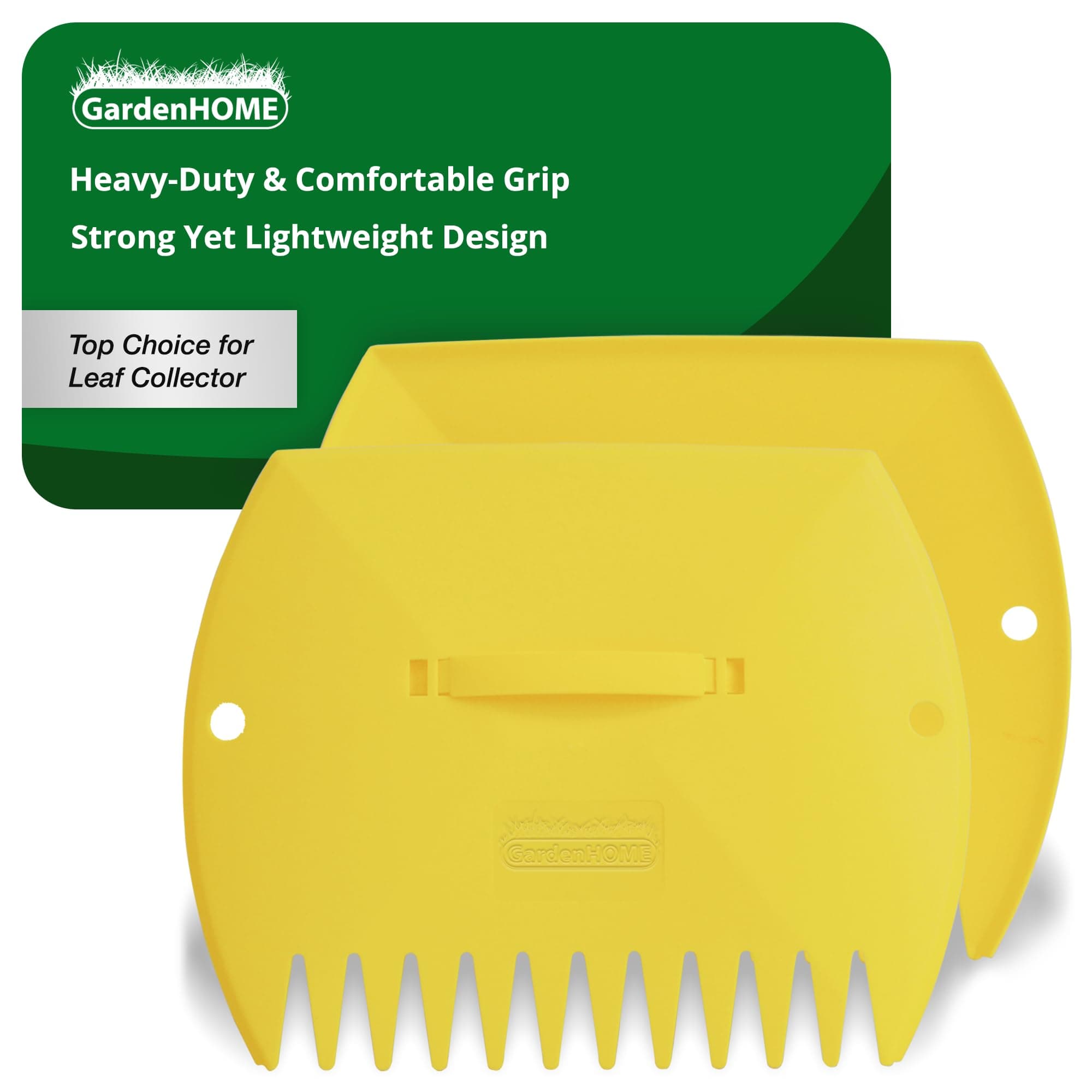 GardenHOME Garden and Yard Leaf Scoops Hand Rakes, Large Sized Leaf Grabbers, Leaf Collector,1 Pair (Yellow)