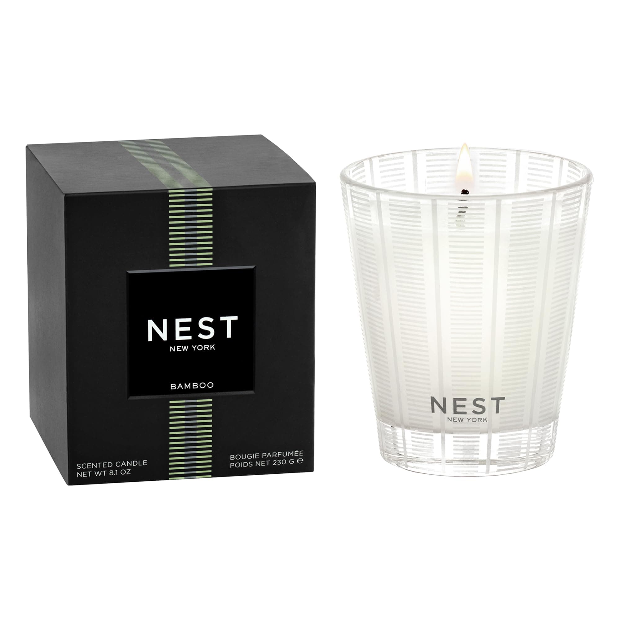 NEST New York Scented Classic Candle, Bamboo - 8.1 oz - Up to 60-Hour Burn Time - Reusable Glass Vessel