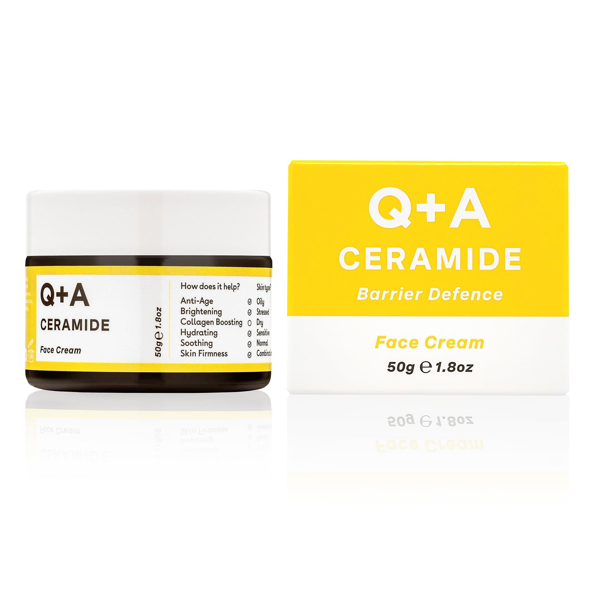 – Q+A Ceramide Barrier Defence Face Cream (50g), Hydrating Moisturiser with Pineapple Ceramides, Pro Vitamin E and Squalane, Natural Face Care, Fragrance Free Skincare, Brightening Face Cream
