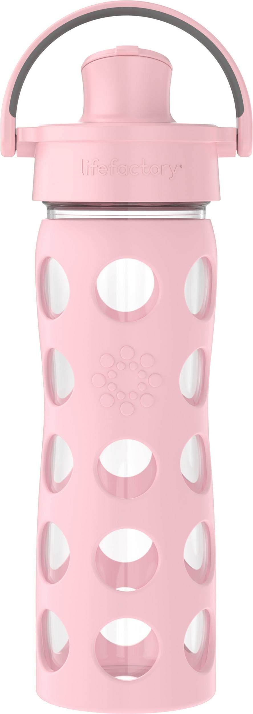 16-Ounce Glass Water Bottle with Active Flip Cap and Protective Silicone Sleeve, Desert Rose