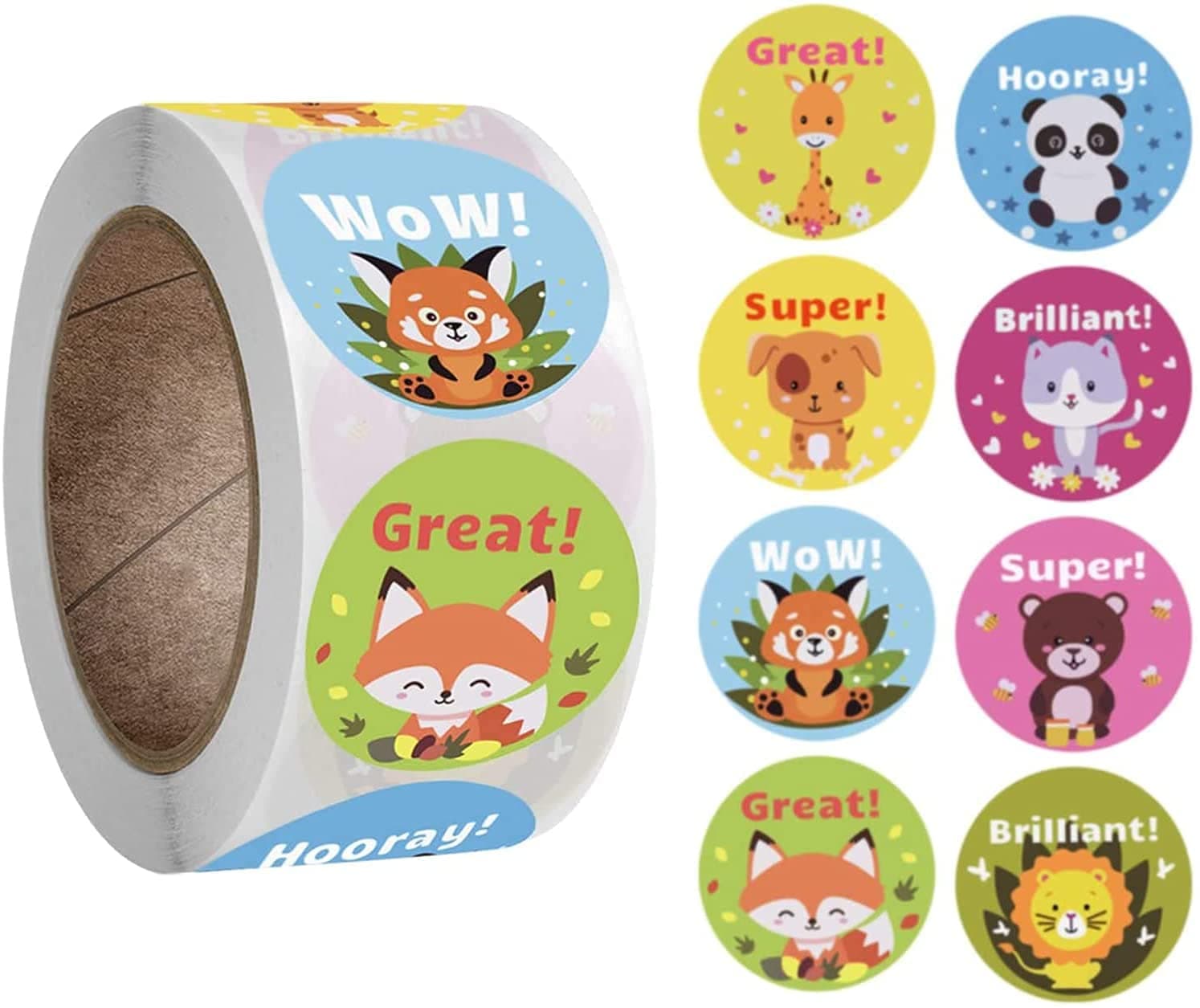 Premify Reward Stickers for Teachers, 500pcs 1inch Stickers for Kids in 8 Designs, Teacher/Teaching School Supplies for Encouragement, Potty Training/Rewards/Behavior/Motivational Stickers