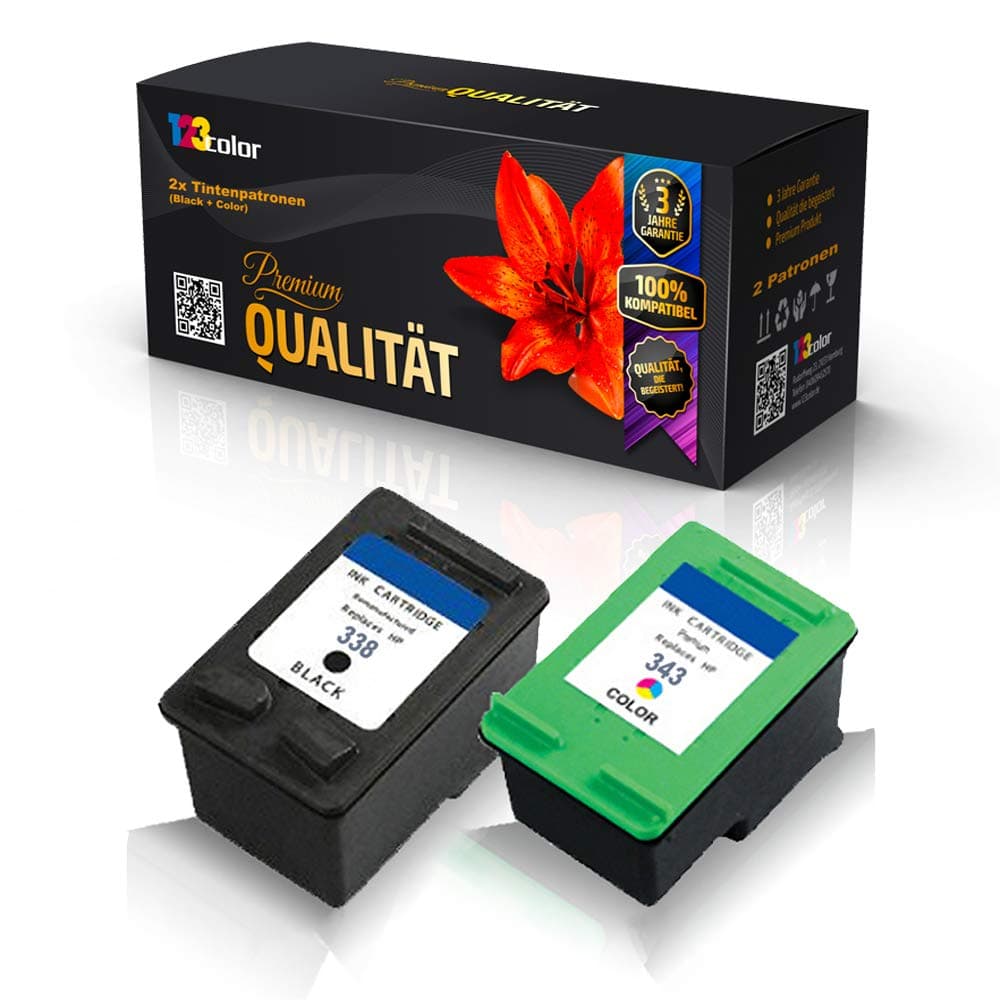 123Color Compatible Ink Cartridge Set for HP 338 343 2700 Series, PhotoSmart PhotoSmart ...