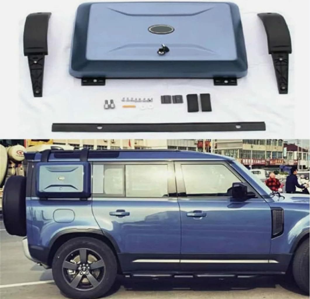 Tasman Blue Exterior Toolbox Side Mounted Gear Storage Box Carrier with Lock Fits for Land Rover Defender 110 2020 2021 2022 2023