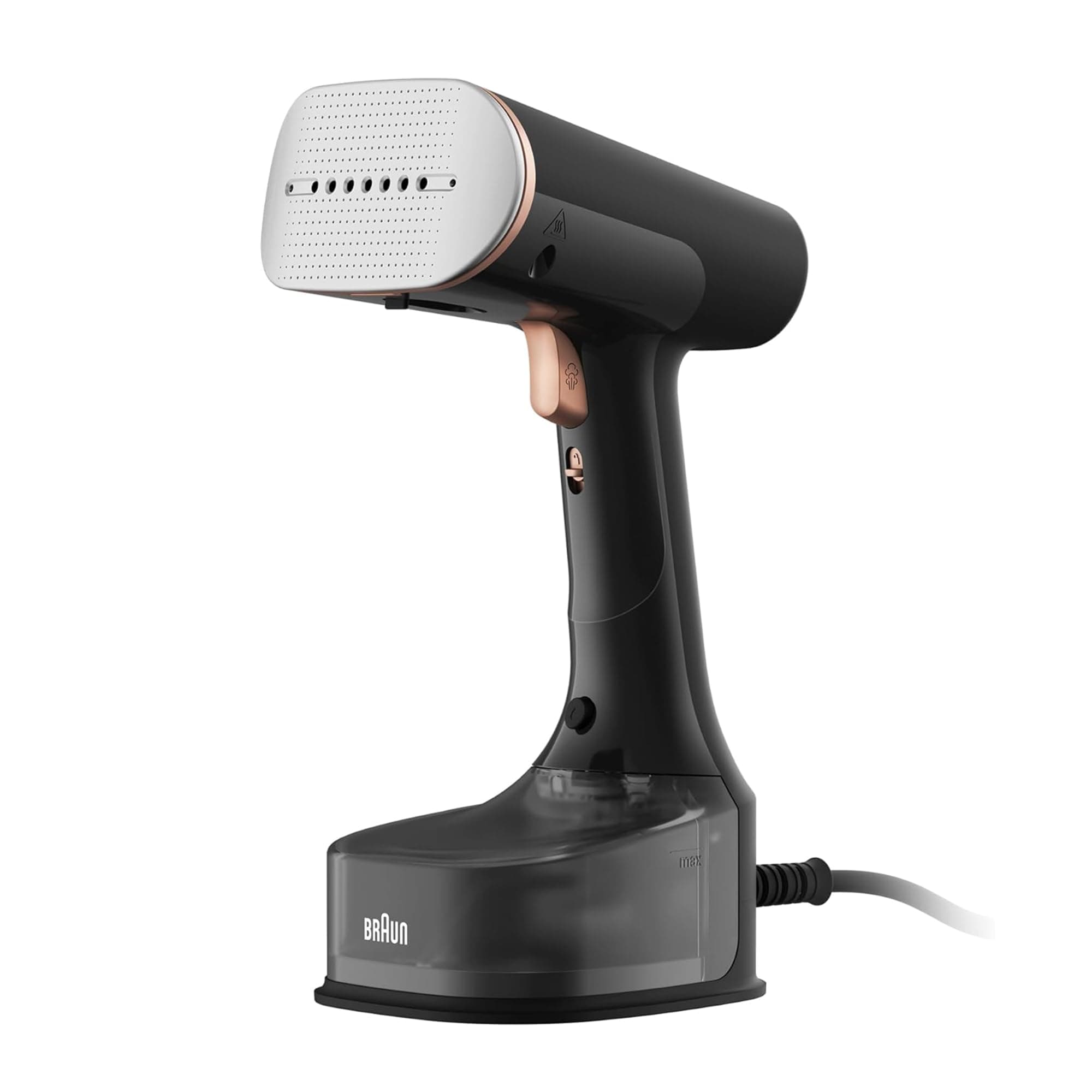 QuickStyle 7, Garment Steamer with Dual Heated FreeGlide 3D Plate, Handheld Garment Steamer with FastHeating 35 Sec, Vertical Ironing, Capacity 250ml, Cord 3m, 1600 Watts - GS 7077 BK - Black