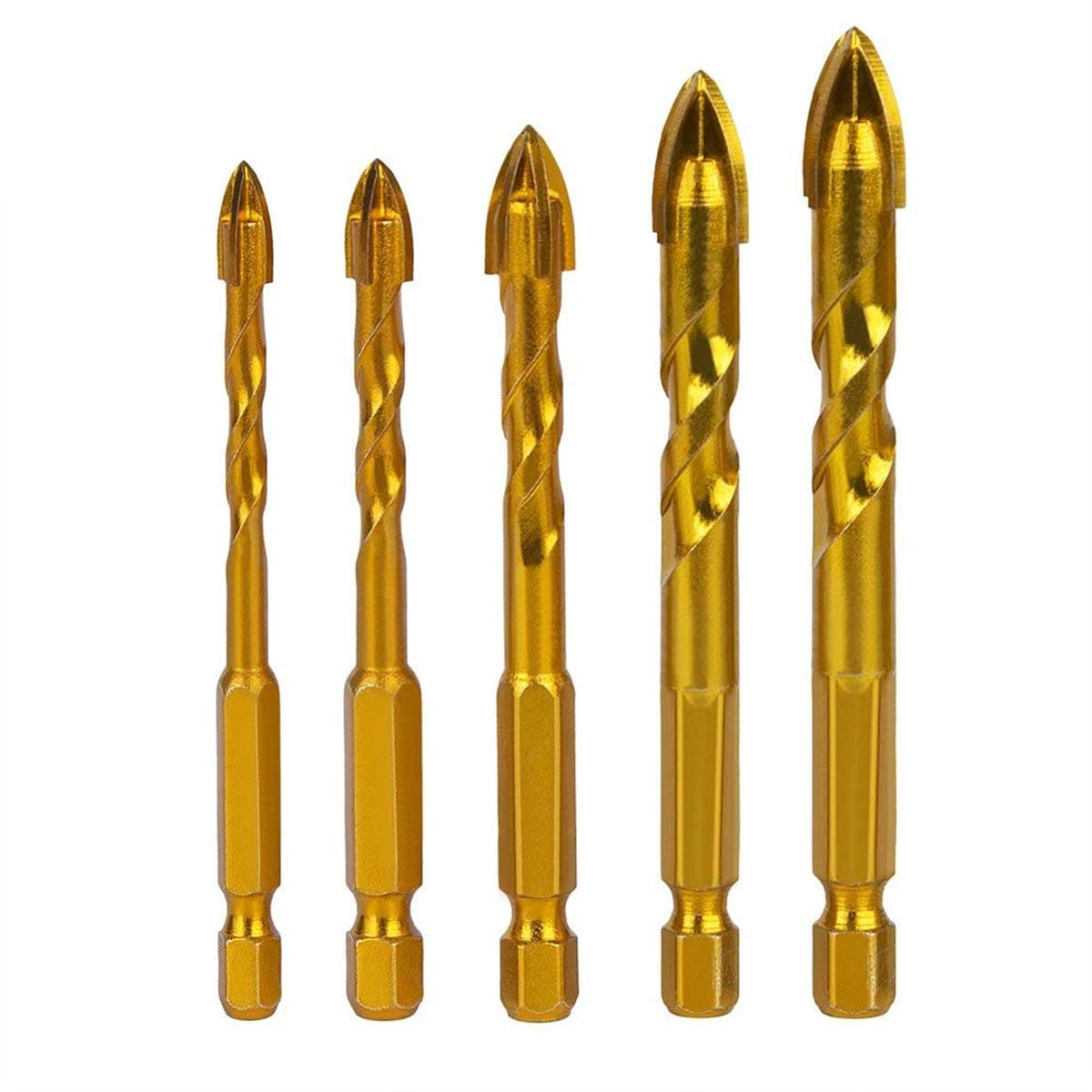 Material Drill Bit Set for Tile,Concrete, Brick, Glass, Plastic and Wood,5 Pcs(5mm.6mm.8mm.10mm.12mm) Tile drill bit Tungsten Carbide Tip Best for Wall Mirror and Ceramic Tile by TLHOME