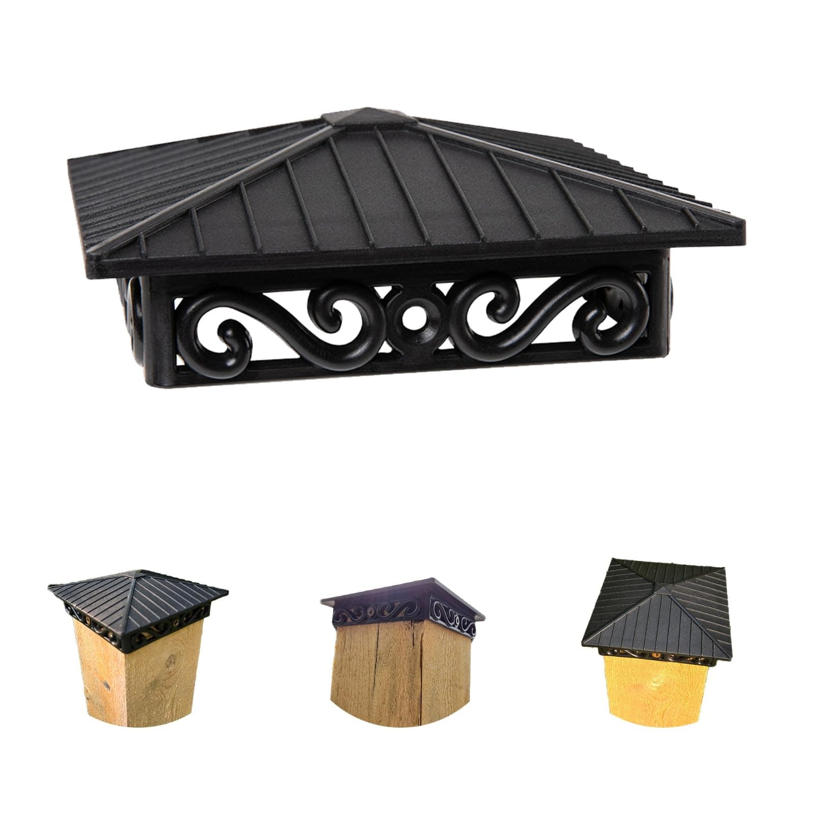 Fence & Deck Rite Unique Design Post caps , fits Standard 4” x 4” Posts (Actual 3 ½” x 3 ½”) Perfect Finishing Touch to Your Fences and Decks. 4 pcs