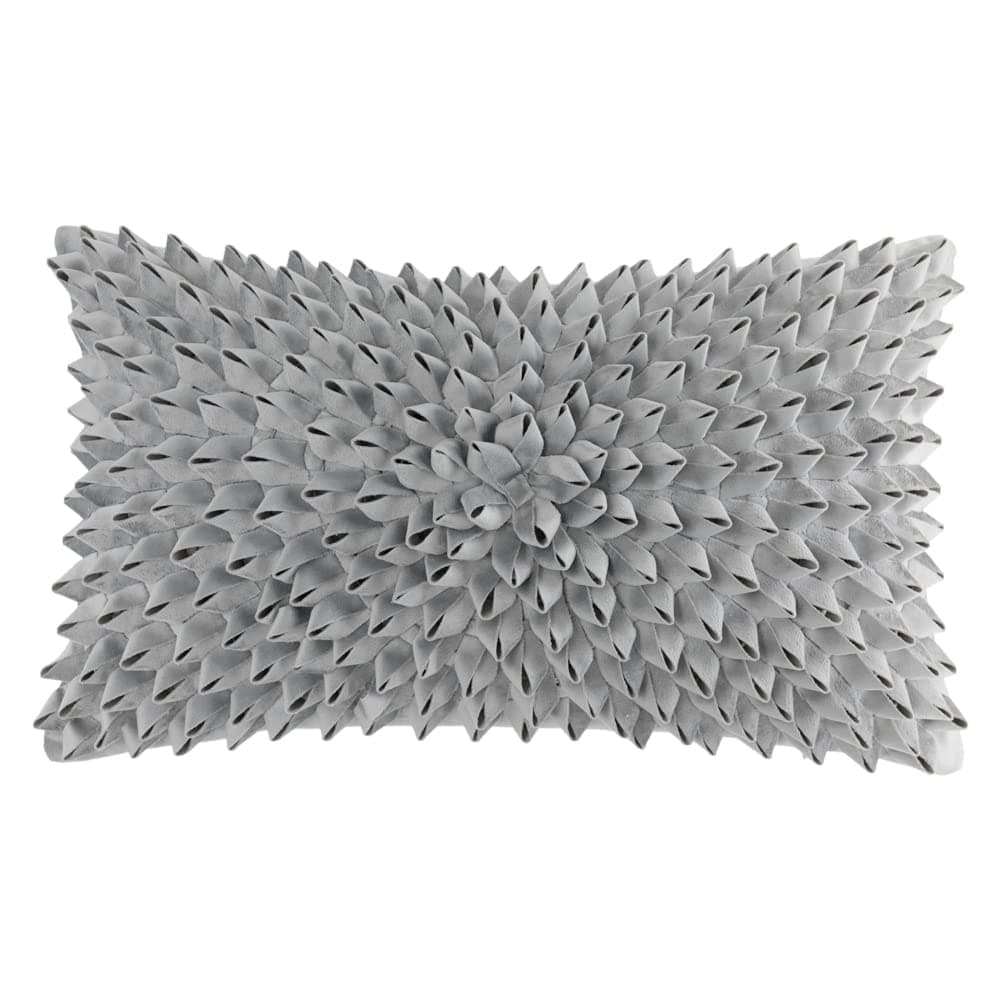 3D Flower Home Decorative Accent Throw Pillow Case Artistic Cushion Cover for Sofa Couch Chair 12 x 20 Inches Velvet Light Grey