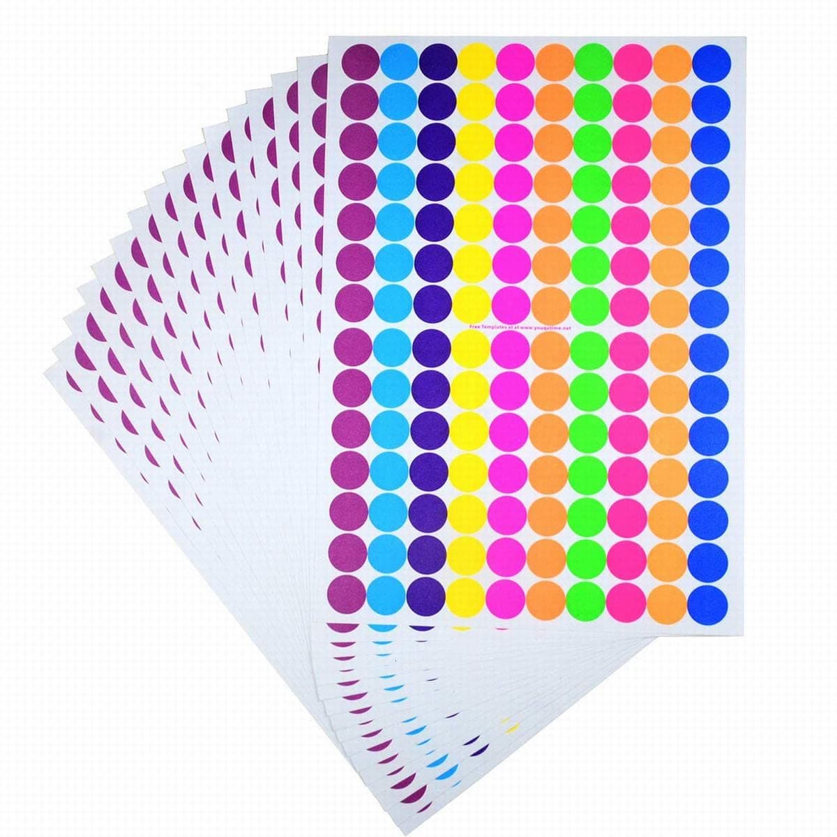 2240 Sticky Colored Dots 19mm Round Color Coding Labels Circle Dot Stickers, for All Printers (A4, 16 Sheets) (16 Sheet)