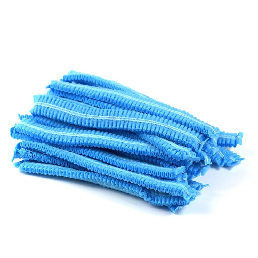 OKEKON Disposable Strip Shower Cap - Non Woven Anti Dust Bouffant Scrub Caps for Spa, Salon, Disposable Hair Net Hats For Cosmetics, Beauty, Kitchen, Cooking, Industries, Hospital Blue 100PCS