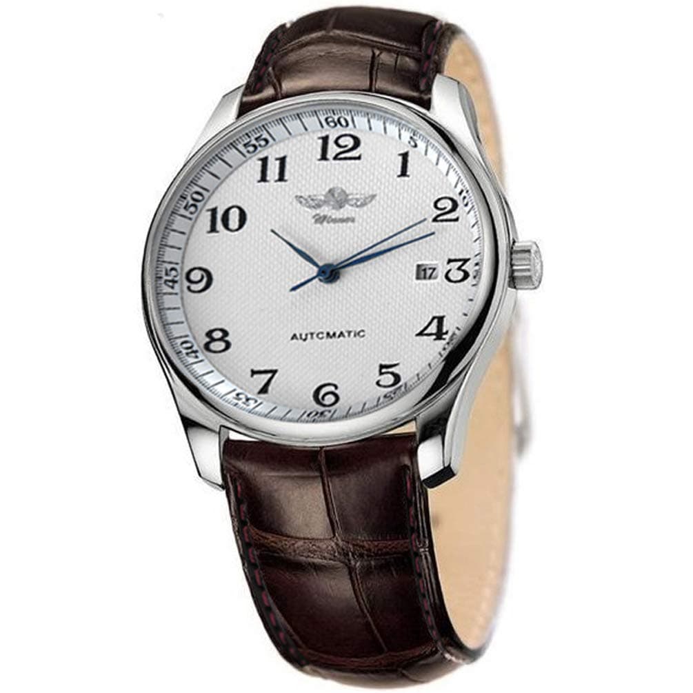 VIGOROSO Men's Classic Automatic Mechanical Day Calendar Luxury Leather Band Watch