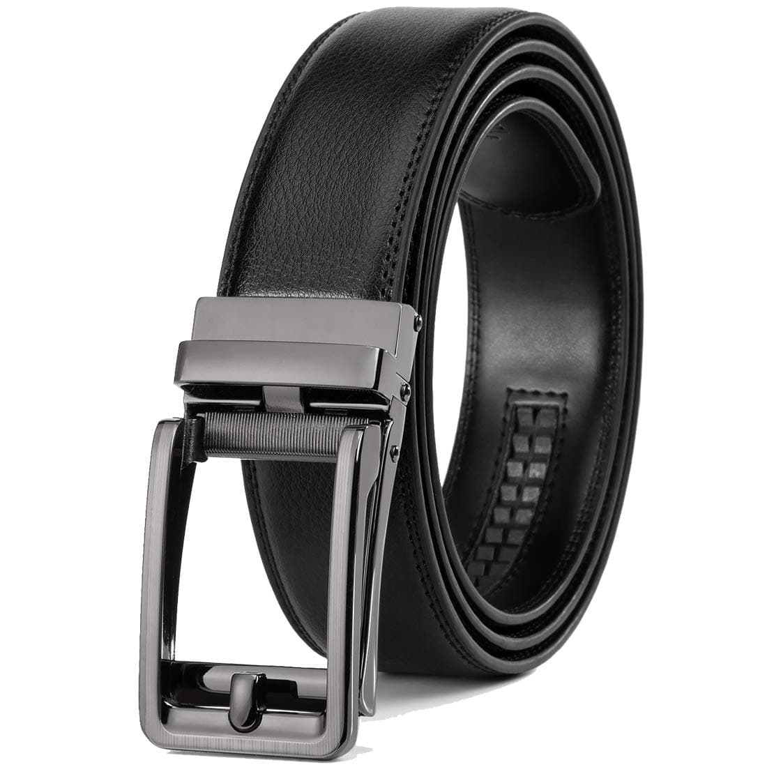 Founders & C Men's Leather Ratchet Comfort Click Belt Dress with Slide Buckle Adjustable Trim Fit