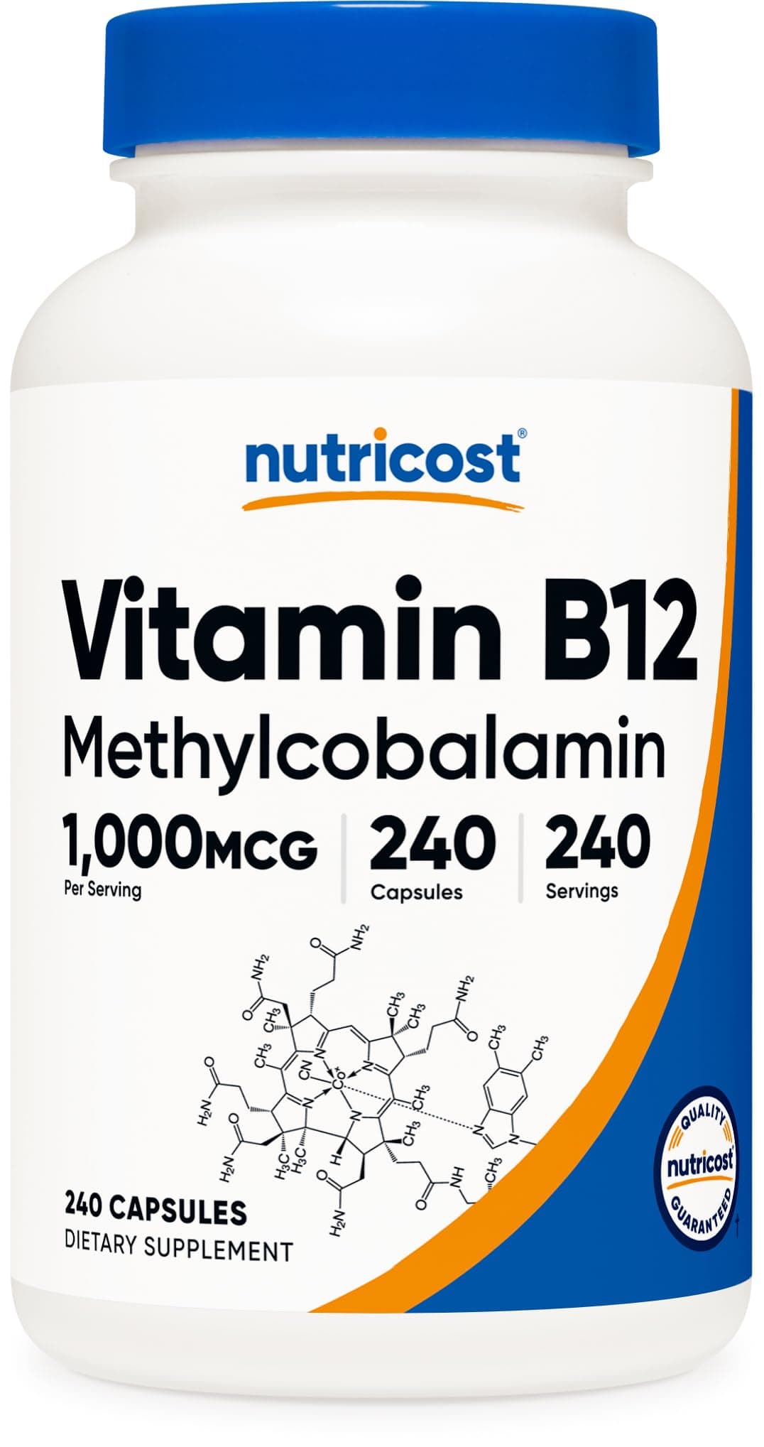 Vitamin B12 (Methylcobalamin) 1000mcg, 240 Capsules - Vegetarian, Non-GMO & Gluten Free B12 Supplement