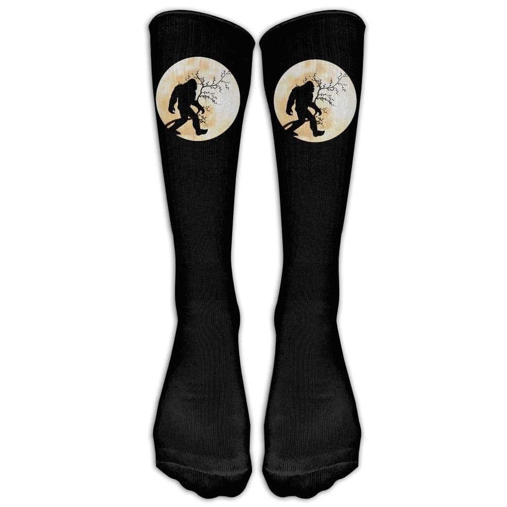Paseer Funny Bigfoot Sasquatch Full Moon Classics Stockings, Knee High Tube Socks, Sports Long Socks for Men Women