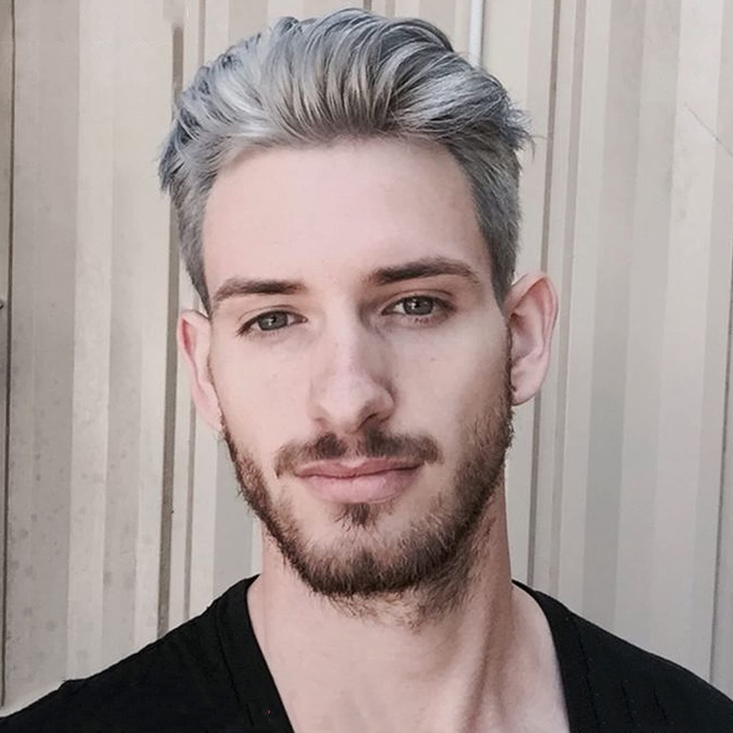 Men's Toupee Monofilament Net with PU around Base European Virgin Human Hair Lace Front Mens Hairpiece Hair Replacement System 10"×8" 20% #2 Color Mixed 80% Grey Color