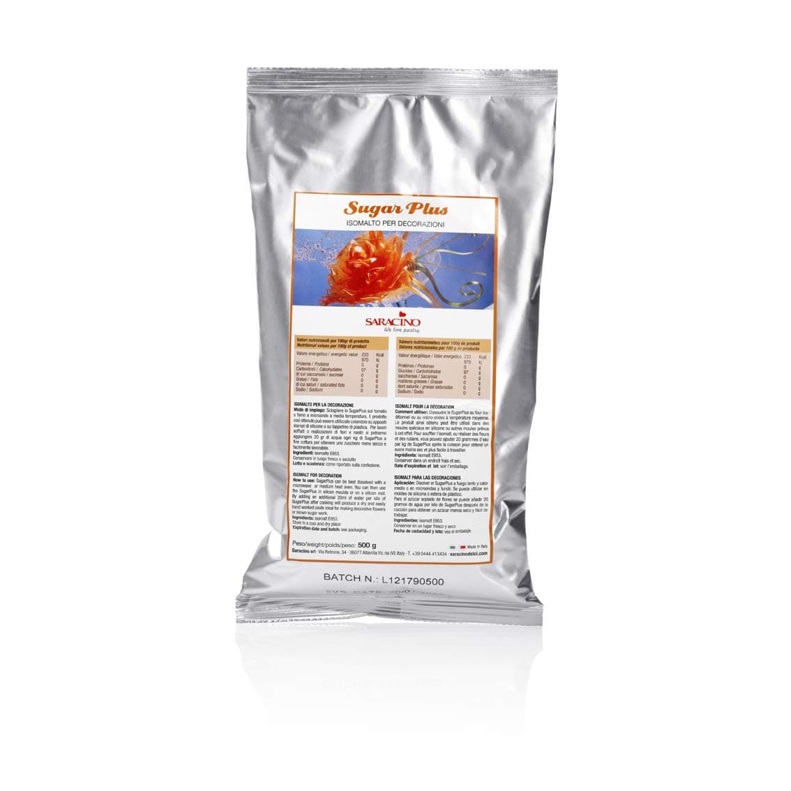 Saracino Sugarplus - Isomalt Granules for Sugar Decorations with Crystal Clear Effect 0,5 Kg Made in Italy