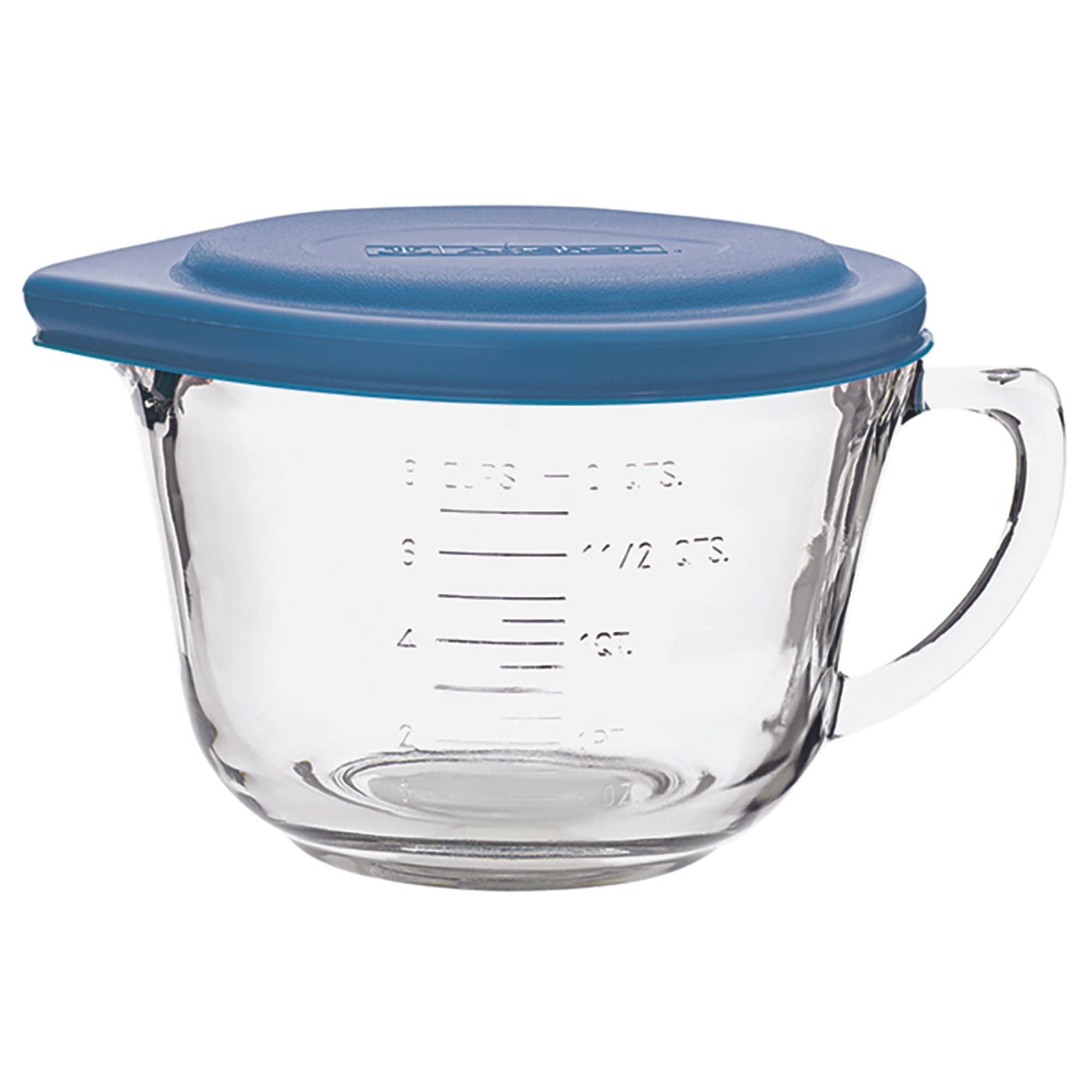 Anchor Hocking Batter Bowl, Glass Mixing Bowl with Blue Lid - 2.0 Ltr (81106)