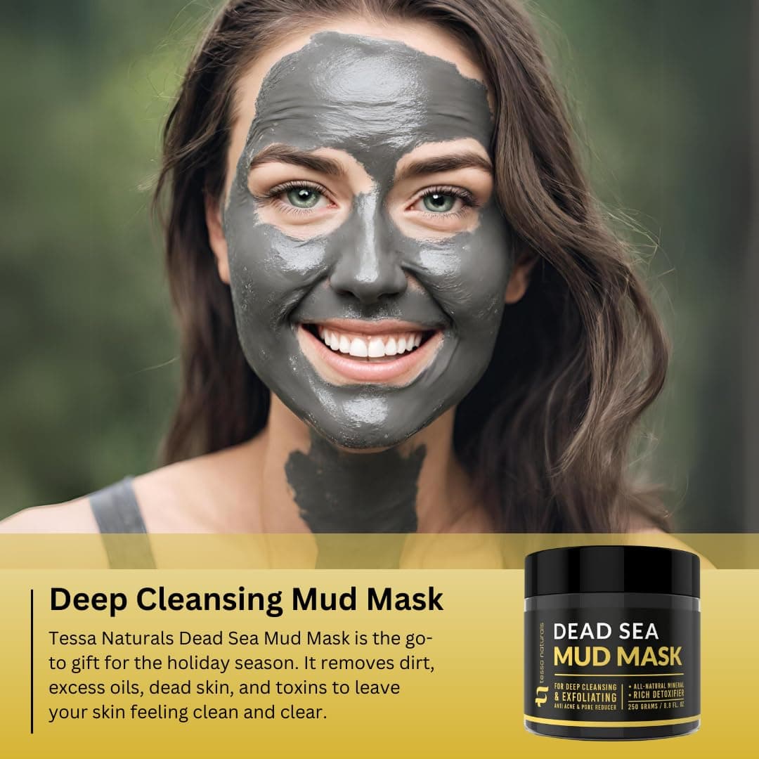 Dead Sea Mud Mask - Enhanced with Collagen - Reduces Blackheads, Pores, Acne, Oily Skin - Visibly Healthier Face & Body Complexion - All Natural Anti-Aging Formula for Women & Men