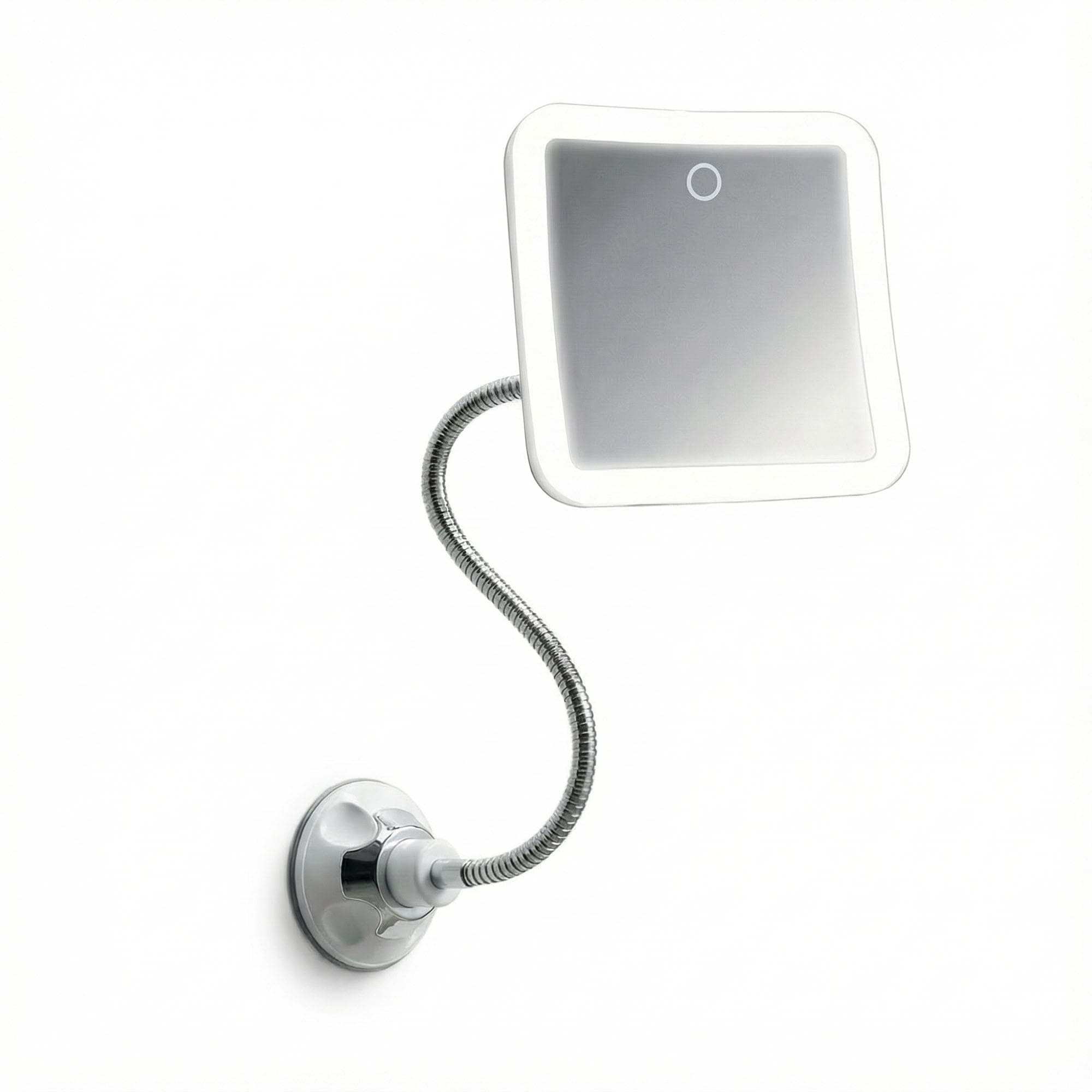 10x Flexible Magnifying Mirror with 3 LED Light Settings, Rechargeable - Gooseneck Lighted Makeup Mirror for Bathroom, Locking Suction Mount, Cordless, 360° Rotatable (Mira 2 Plus)