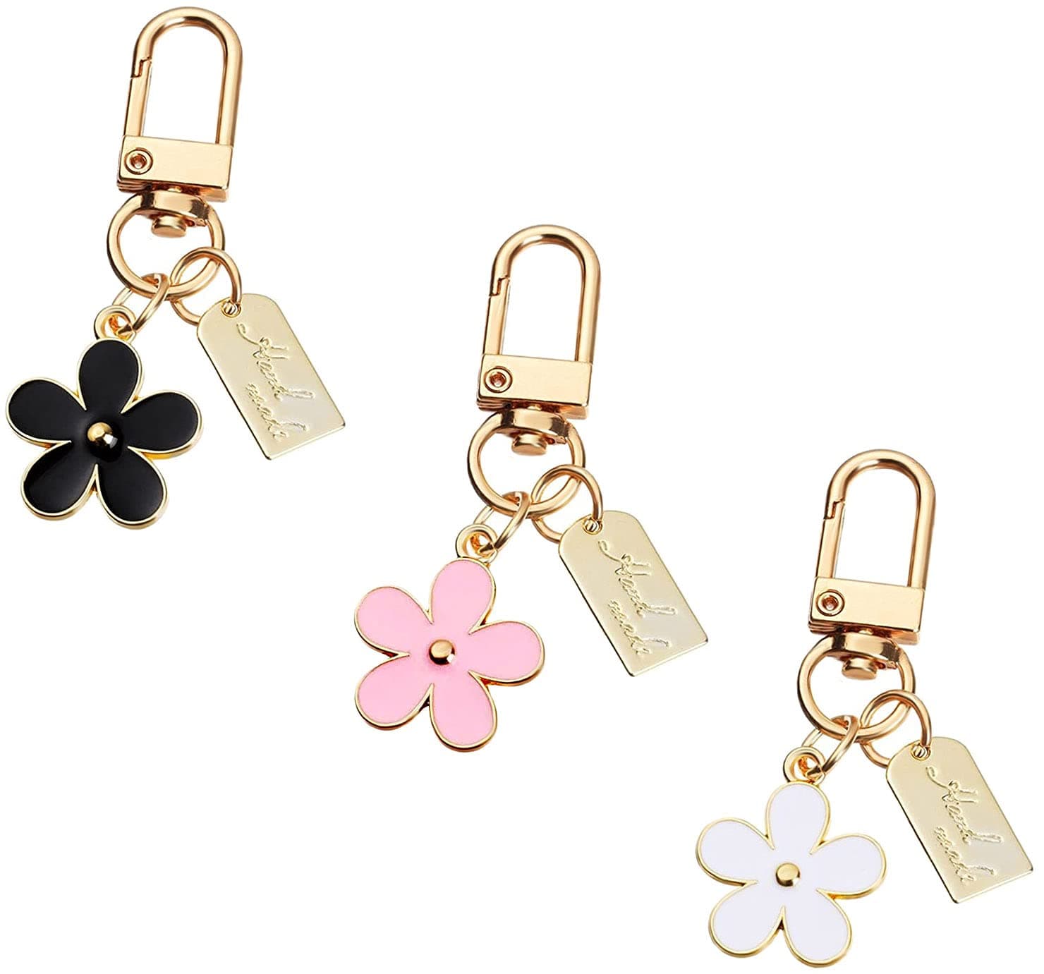 3 Pcs Keychains for Women, Bag Charm Flower Key Chain Car Key Ring Pendant for Purse, Handbag Bag, Earphone Case Decoration
