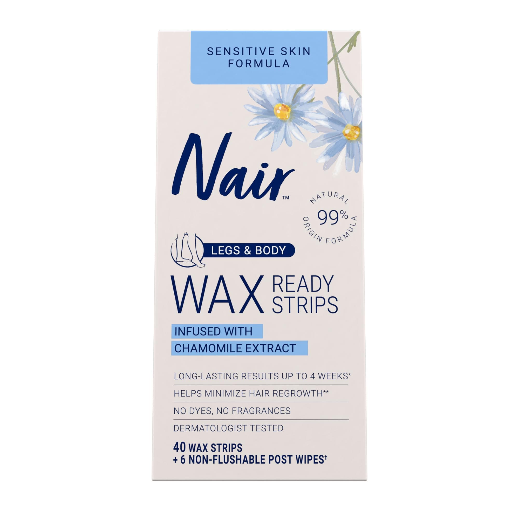 Sensitive Ready Wax Strips, Legs & Body, 40 ct