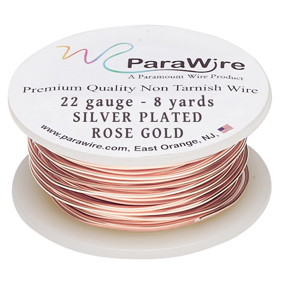 ParaWire Rose Gold-Finished Silver-Plated Copper Craft Wire 22-Gauge 8-Yards with Clear Protective Coating