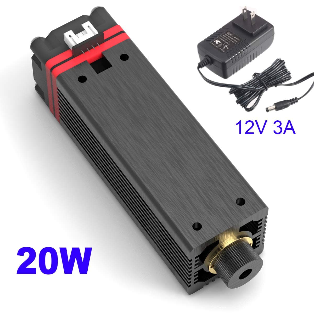 NEJE 20W 450nm Blu-ray Laser Engraver Module Laser Engraving Head PWM TTL CNC Cutter Woodworking Replacement for Master DIY Laser Engraver Machine, with DC 12V 3A Power Adapter