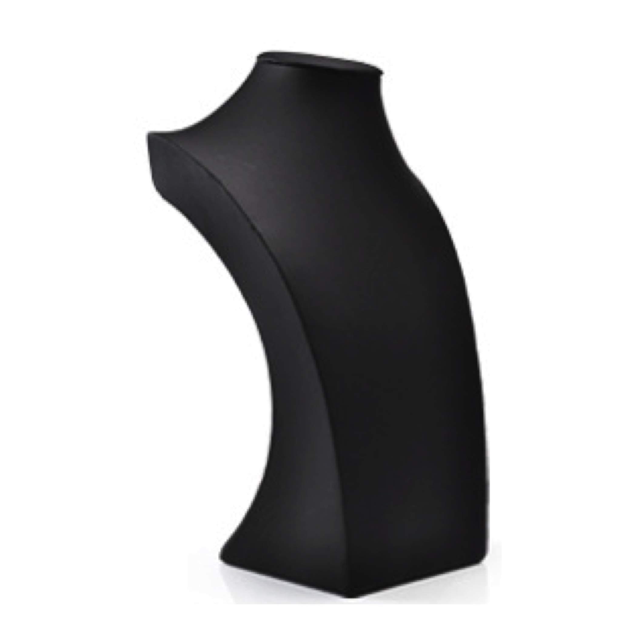 Comelyjewel 13.4" Tall Black PU Faux Leather Necklace Chain Holder Storage Display Show Boutique Stand Mannequin Bust Home Organisation Jewelry Organizer for Girls Women