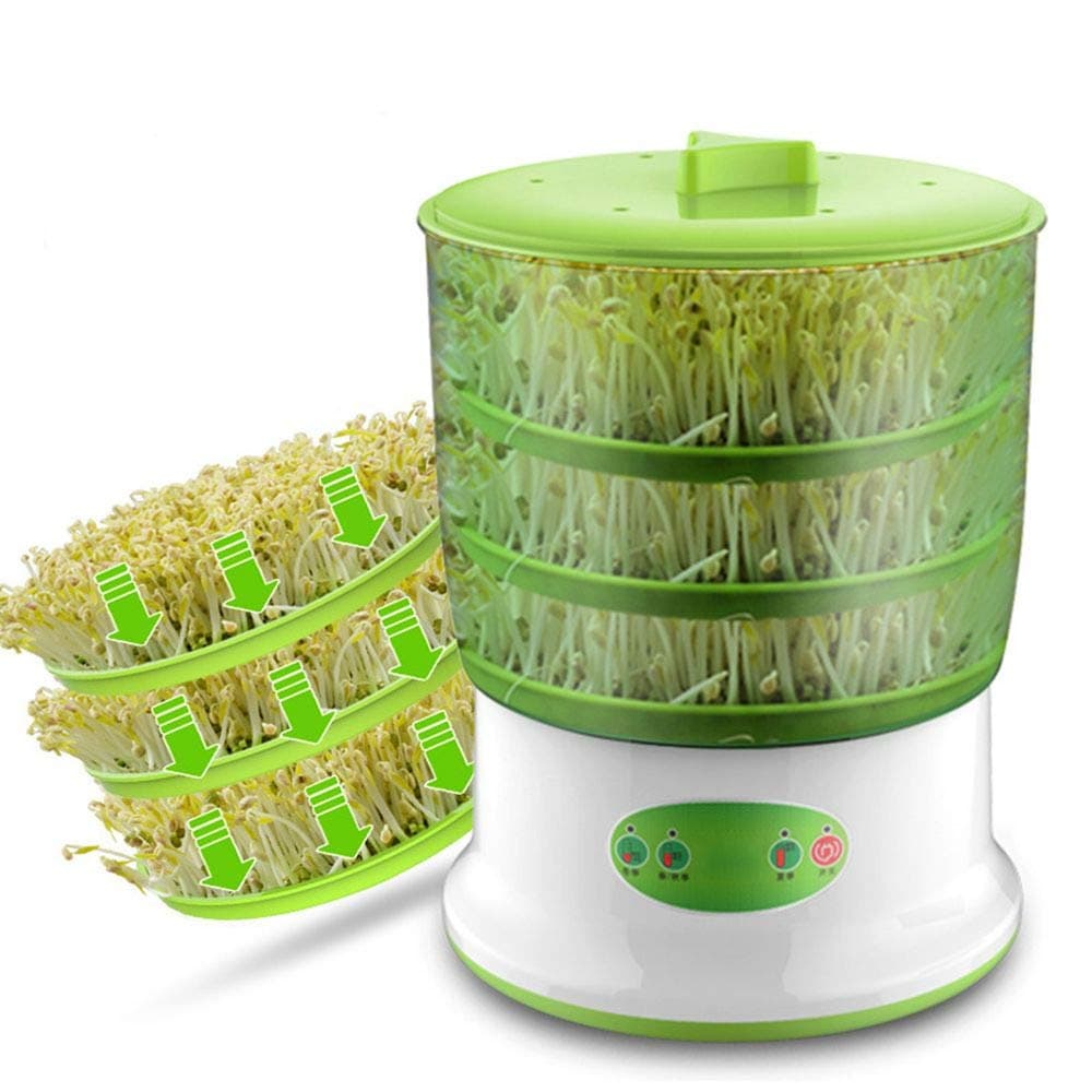Bean Sprouts Machine 220V Automatic Seed Sprouter, Household Large Capacity Seed Grow Cereal Tool, Atomatic Watering System (3 Layers)