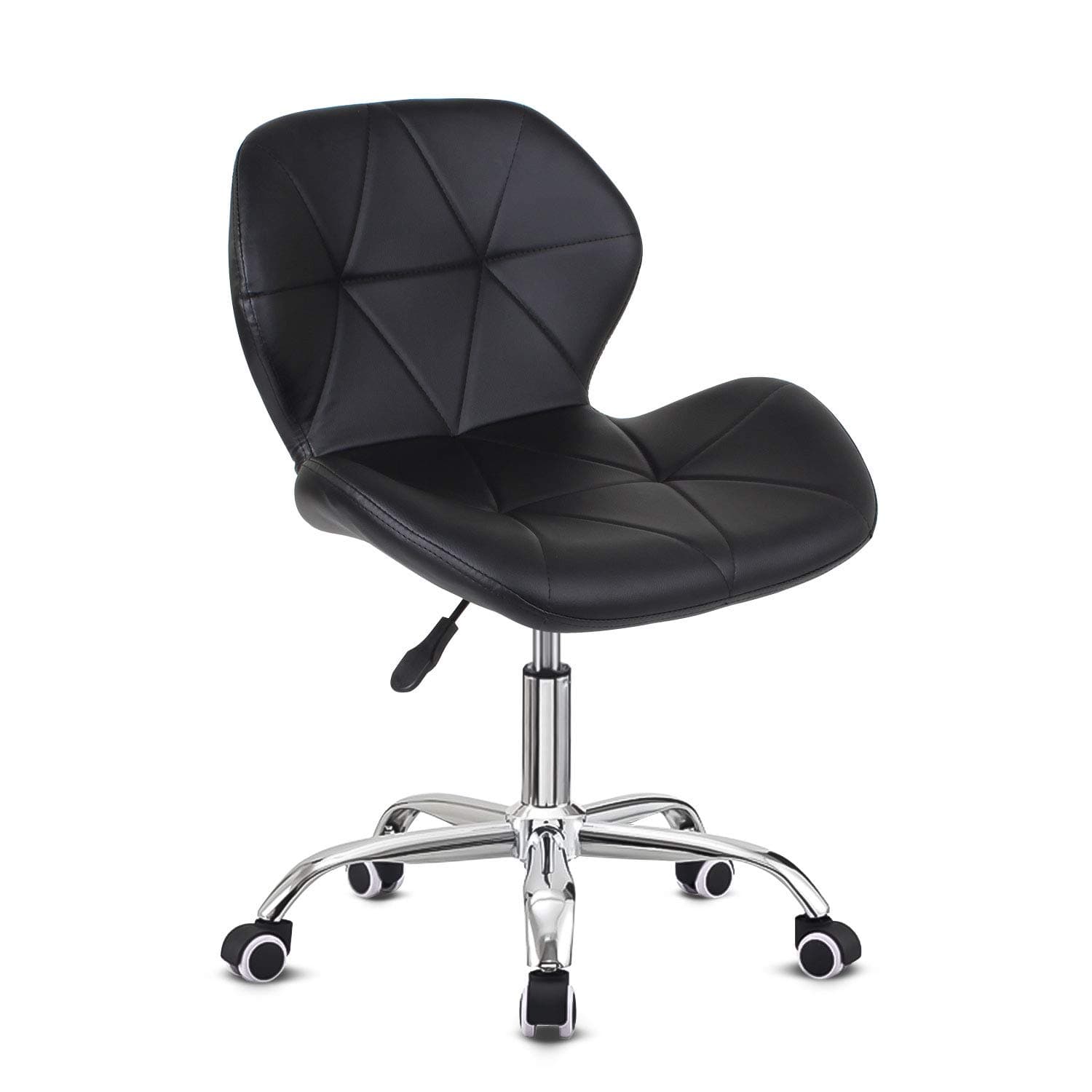 EUCOBlack Desk Chair, PU Leather Office Chair, Adjustable Height Swivel Chair, Contemporary Style, Black Color, Faux Leather, 120kg Weight Capacity