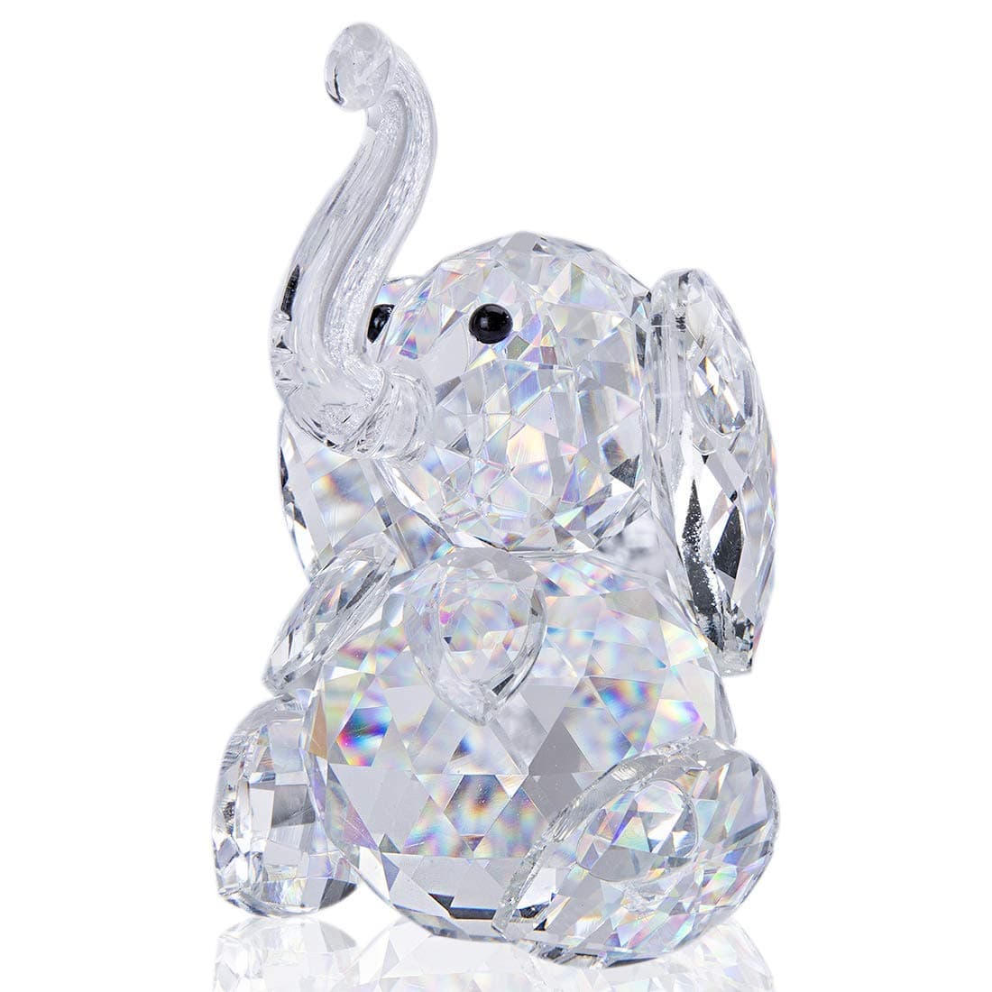 H&D Hyaline&Dora Inconnu Crystal Cute Elephant Figurine Collection Cut Glass Ornament Statue Animal Collection