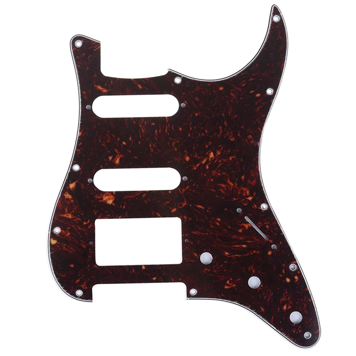 Pro 11-Hole Modern Style Strat HSS Pickguard for American Stratocaster Guitar, 4Ply Tortoise Shell