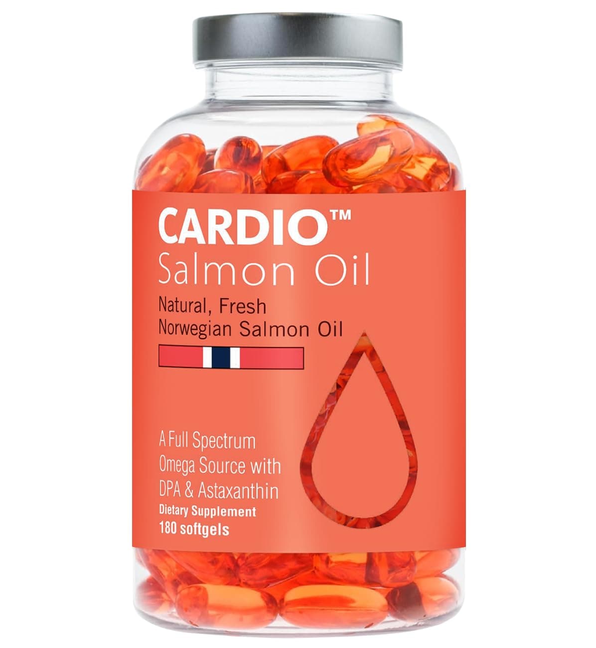 High Strength Omega 3 Fish Oil - 1000mg, Norwegian Salmon Oil with EPA & DHA, No Burping or Aftertaste, Omega 3 Fatty Acids Supplement for Eye, Brain & Heart, Triglyceride Form - 180 Capsules