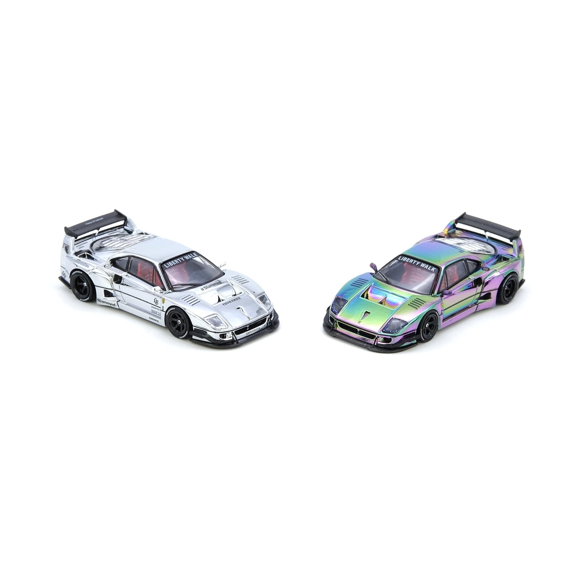 Inno Models LBWK (Liberty Walk) F40 Chrome Silver 1/64 Diecast Model Car IN64-LBWKF40-CHS