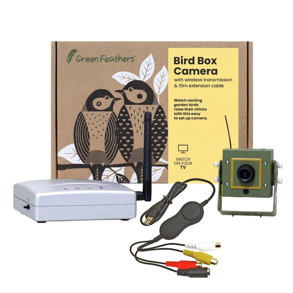 Green FeathersWireless Bird Box SD 700TVL Camera with Night Vision, Receiver and USB Connector- Record To PC, Motion Detection, Garden Wildlife Kit