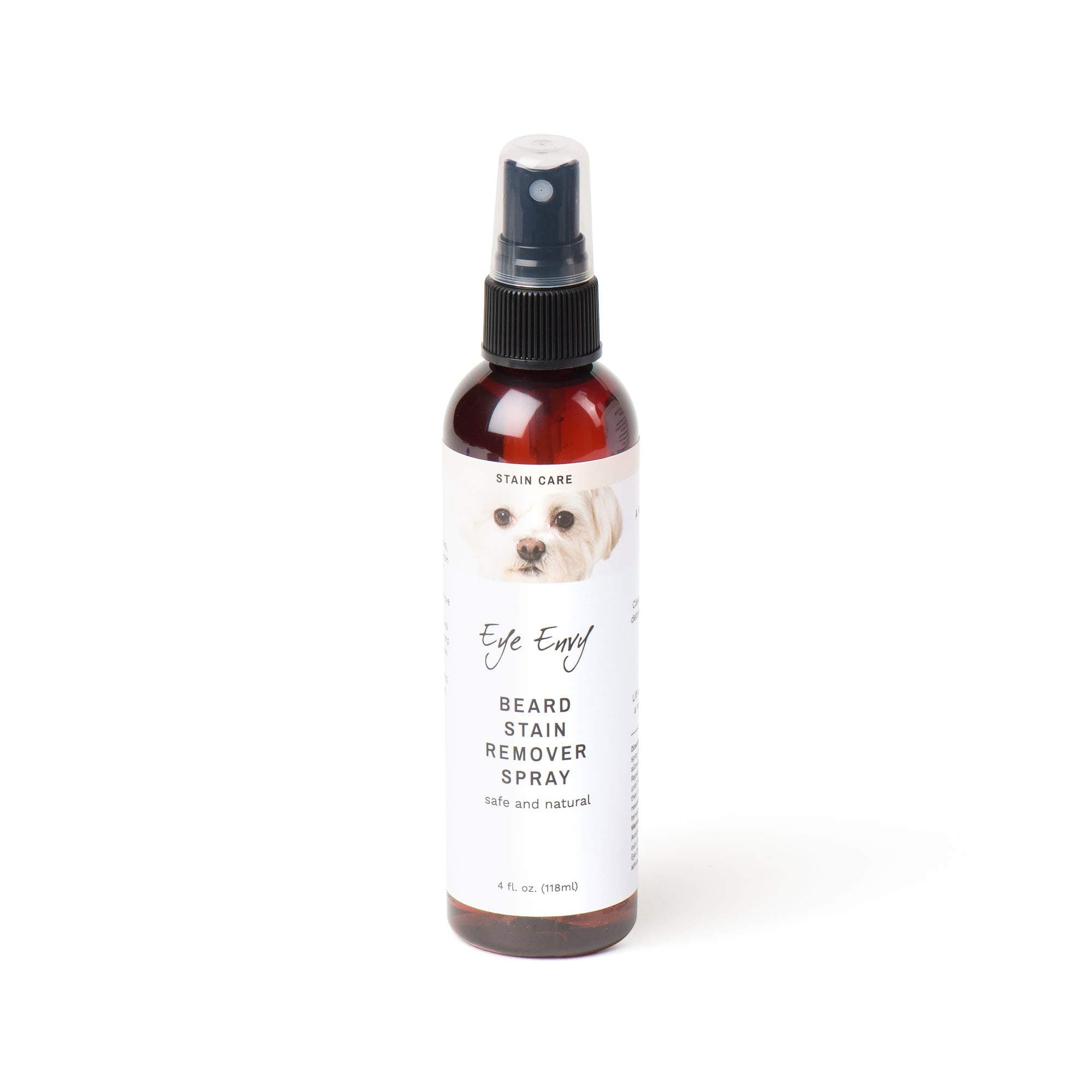 Beard Stain Remover Spray for Dogs/Cats. 100% Natural, Safe. Remove Stains from Drooling, Saliva, Food, Runoff from Tearing. Treats The Cause. Removes Odors. Keeps Dog Beards Clean. 4oz