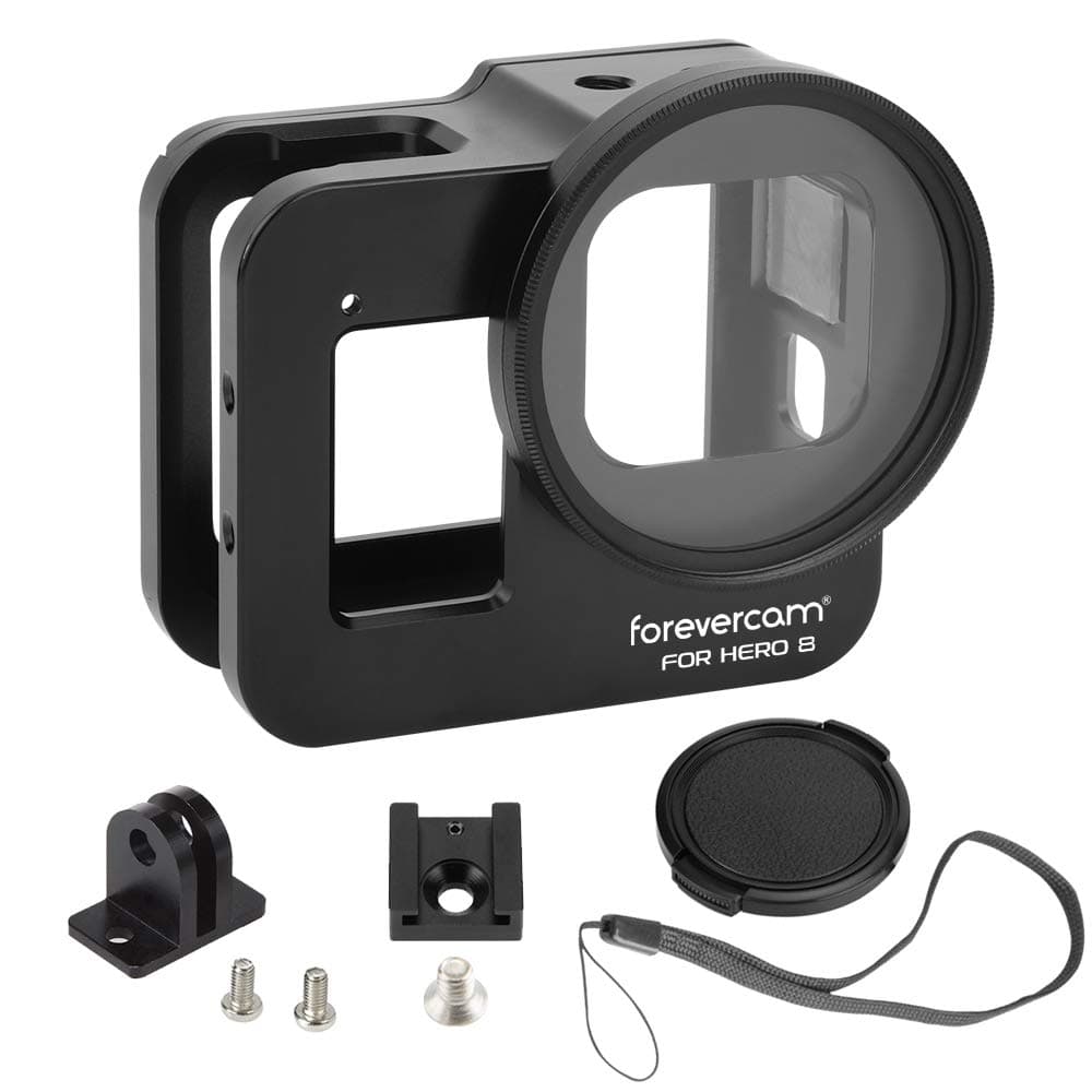 Forevercam Aluminum Protective Case Cage for Gopro Hero 8 Black Camera Housing Cover Accessories With 52mm Lens