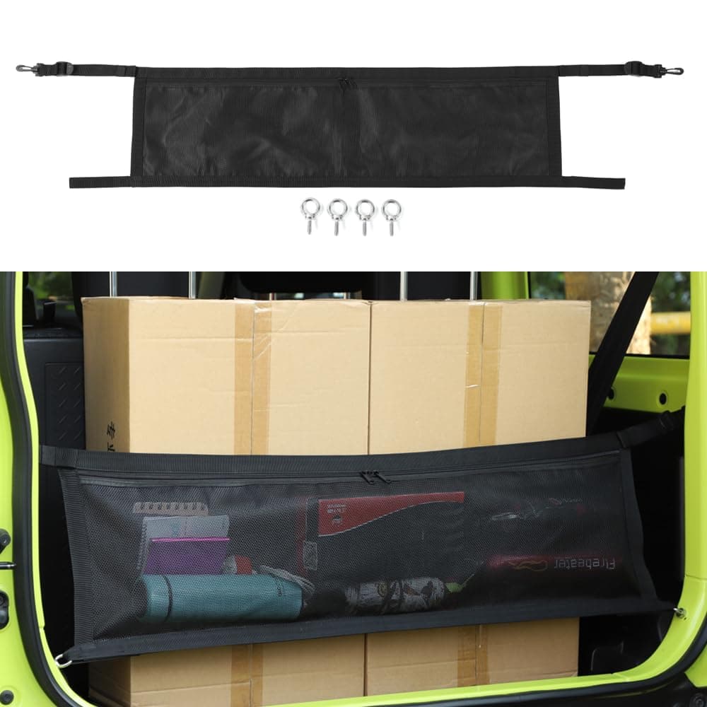 Cargo Net Car Rear Trunk Isolation Net Organizer Storage Net for Suzuki Jimny JB64 JB74 2019 2020 2021 2022 2023 2024 Interior Accessories (Black, A)