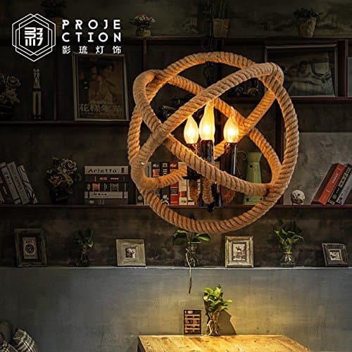 Industrial Pendant Light The global art Sisal Twine hanging chandeliers, 430430mm Ball