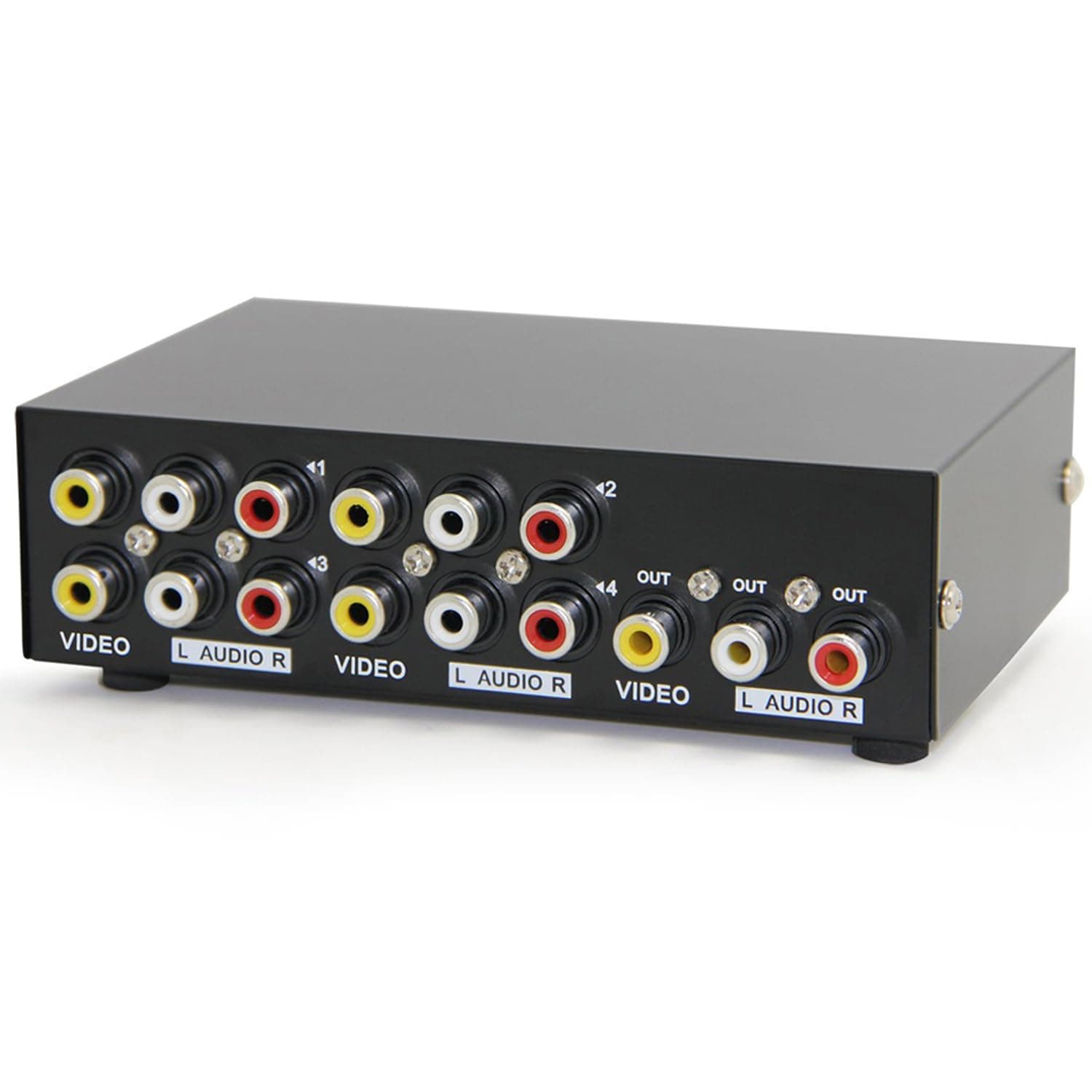 4-Way AV Switch RCA Switcher 4 in 1 Out Composite Video L/R Stereo Audio Selector Box for DVD STB Game Consoles