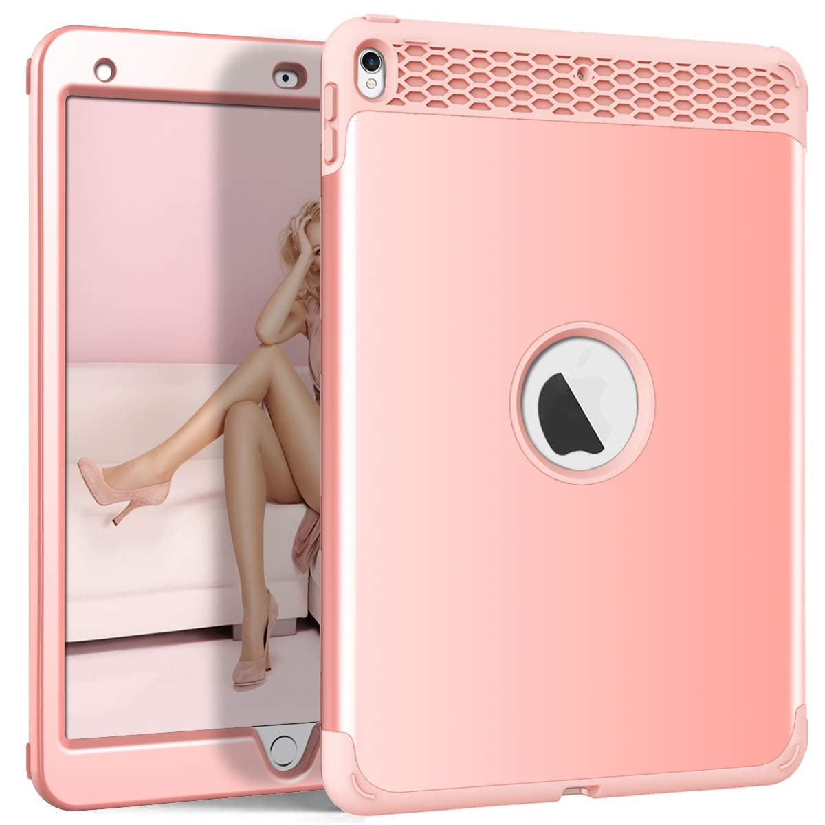 Case for iPad Air (3rd Generation) 10.5 2019/ iPad Pro 10.5 2017, 3 in 1 Heavy Duty Shockproof High Impact Resistant Hybrid Hard PC Soft Silicone Full Body Protective iPad Air 3 Case - Rose Gold