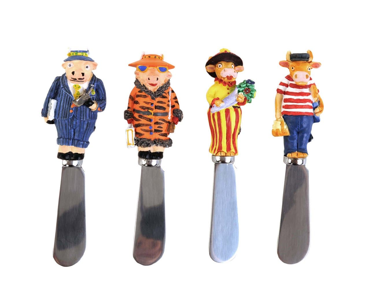 The Original Butter Bell Crock by L. Tremain, Parlez Moo Francais Butter Spreaders, Set of 4