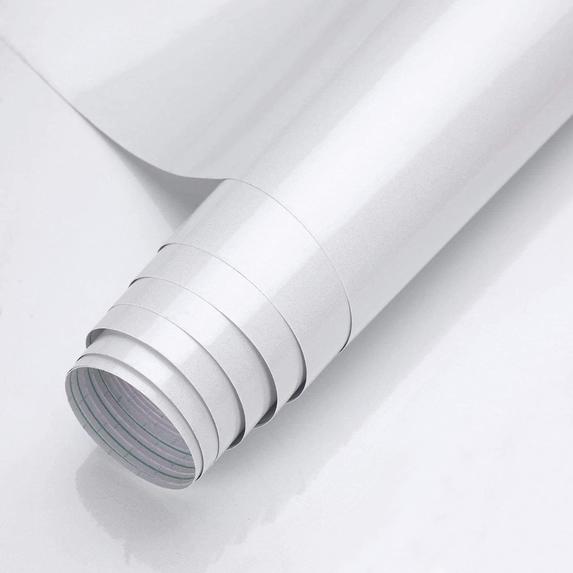 SOLDGOOD2 Rolls 61cm * 550cm Glitter White Contact Paper Decorative Self Adhesive Counter Top Covers Removable Wallpaper Peel and Stick Countertops for Kitchen Backsplash Shelf Drawer with Scraper