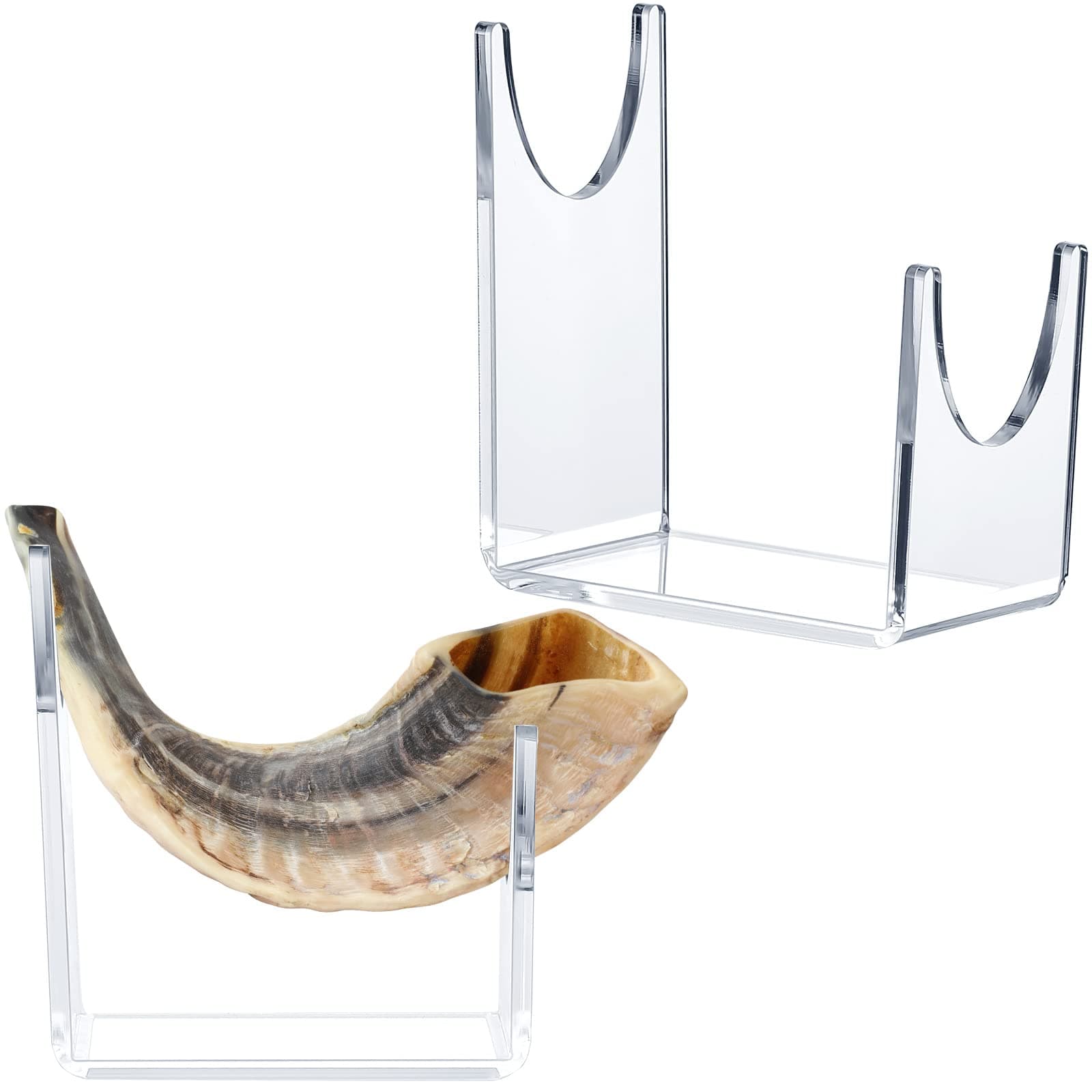 Taiyin 2-Piece Clear Acrylic Shofar Stand, 4.25 x 2.52 x 4.72 Inches