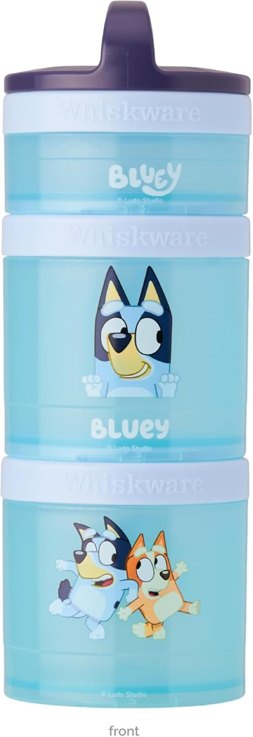 Whiskware Bluey Stackable Snack Containers for Kids and Toddlers, 3 Stackable Snack Cups for School and Travel, Bluey and Bingo, Let’s Do This!