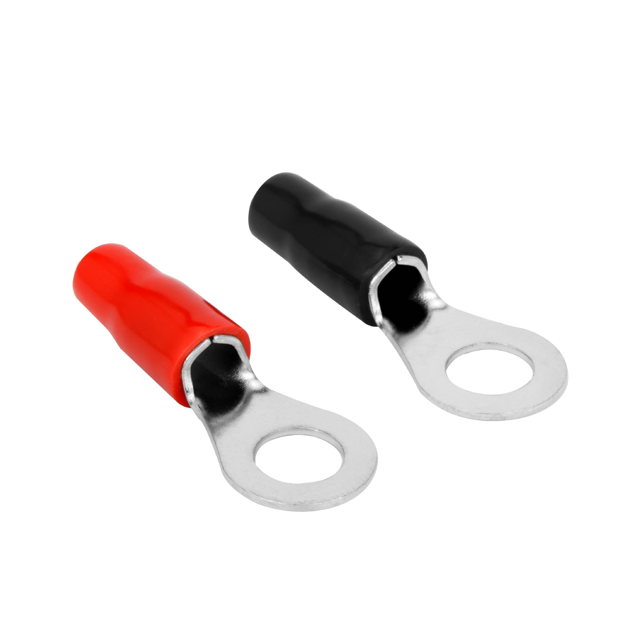 Conext Link RTB88-20 Copper Ring Terminals Insulated Wire Crimp Connectors for Car Audio with Red Black Boot 5/16" 8mm Stud hole 20 Pack (8 Gauge) (16523)